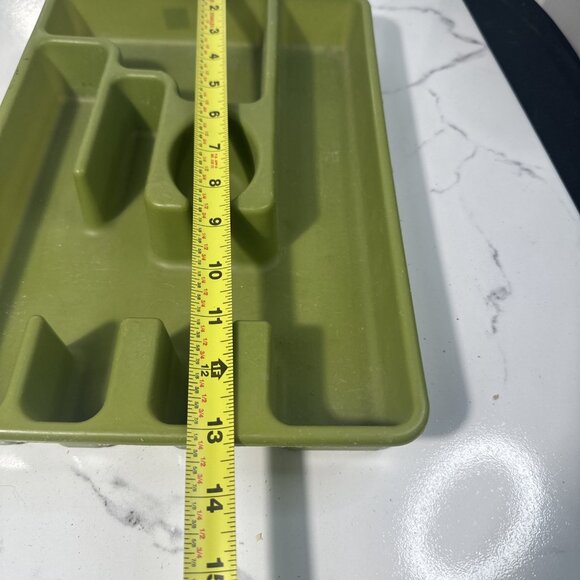 VTG 1970s Rubbermaid Silverware Flatware Utensil Holder Tray 2921 Avocado Green - Picture 3 of 4